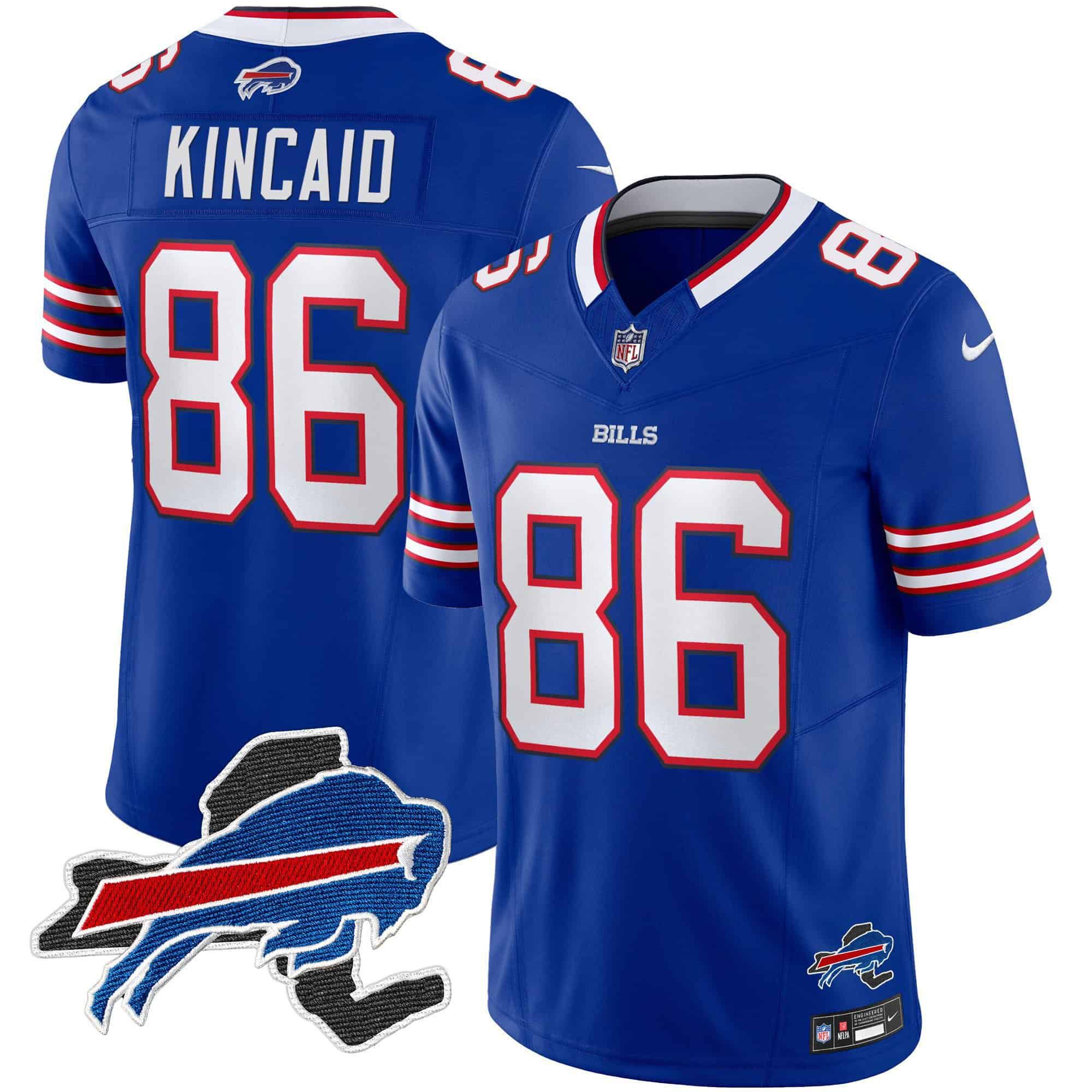 Men Buffalo Bills #86 Kincaid Blue 2024 Nike Patch Vapor Limited NFL Jersey style 1